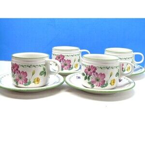 Studio Nova Garden Bloom Flat cup & Saucer Sets Bundle of 4